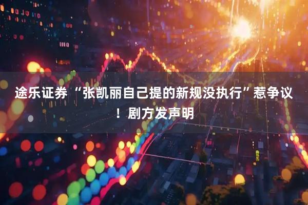 途乐证券 “张凯丽自己提的新规没执行”惹争议！剧方发声明